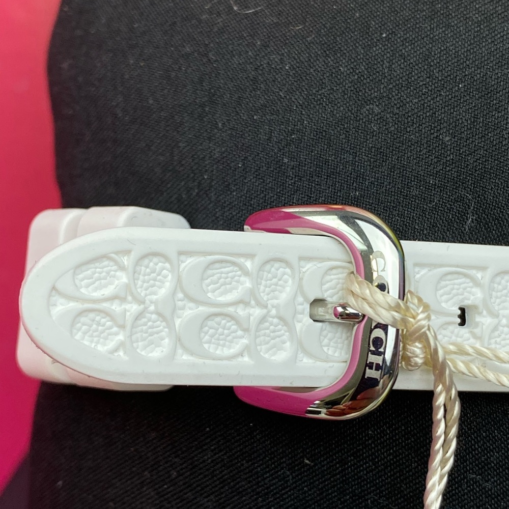 Coach Pink White EMBOSSED RUBBER STRAP WATCH 34MM - Picture 8 of 8